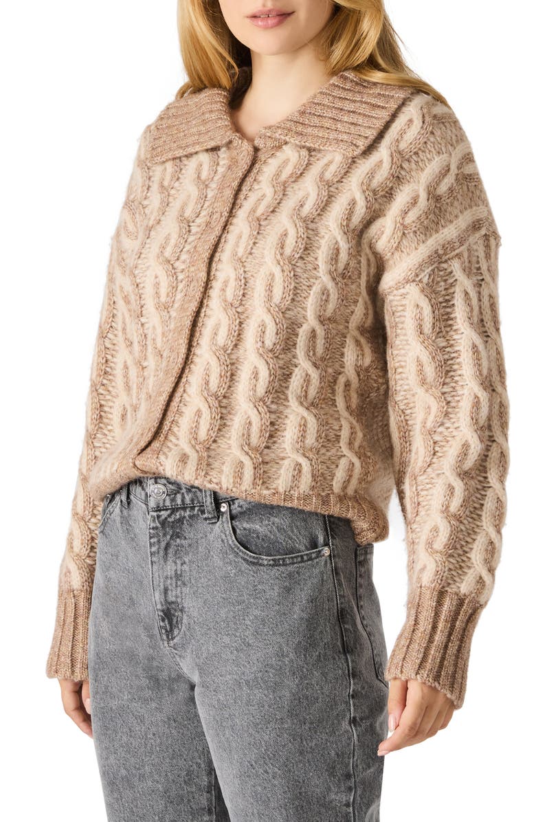 Steve Madden Michaella Cable Cardigan, Alternate, color, Mocha Mousse