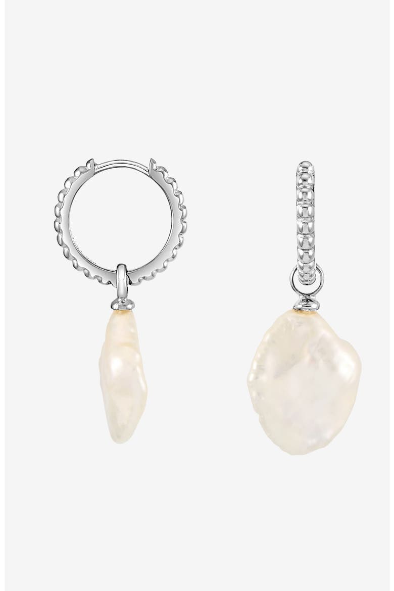 Timeless Keshi Pearl Hoops, Main, color, Sterling Silver