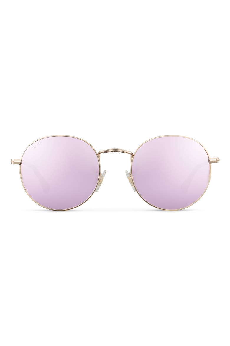 Nevada - 50mm Round Polarized Metal Sunglasses, Main, color, Gold Pink