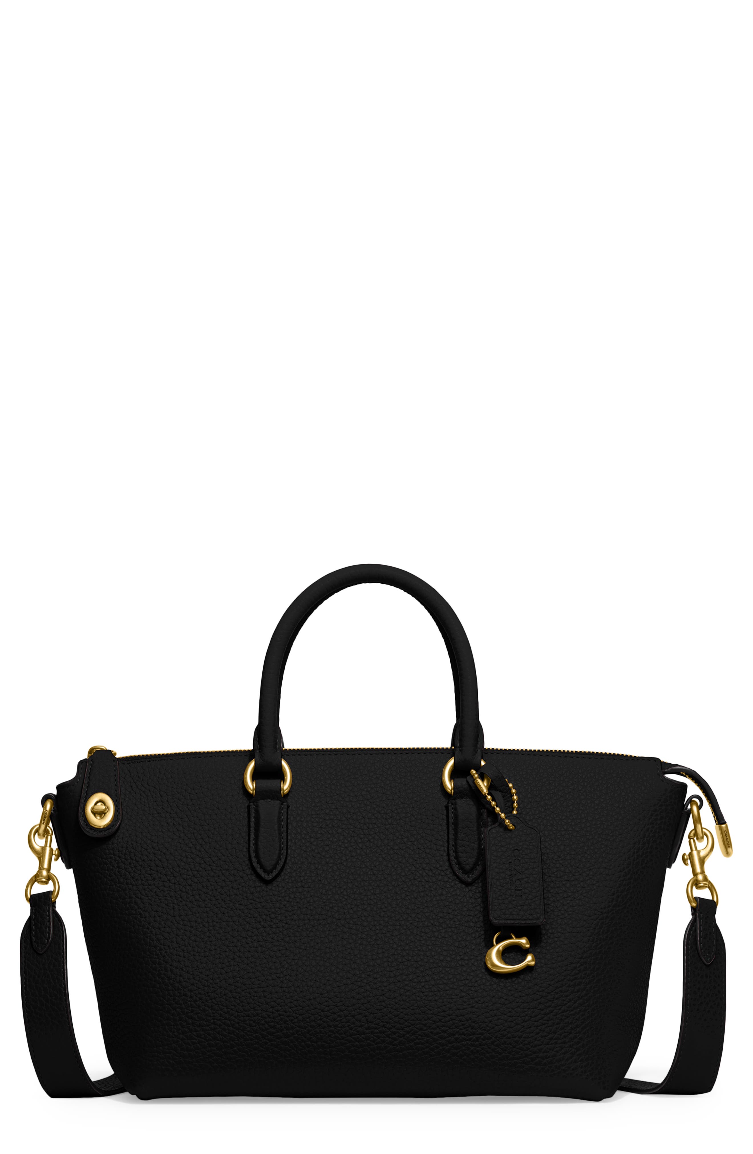 COACH Cara Pebbled Leather Satchel, Main, color, 