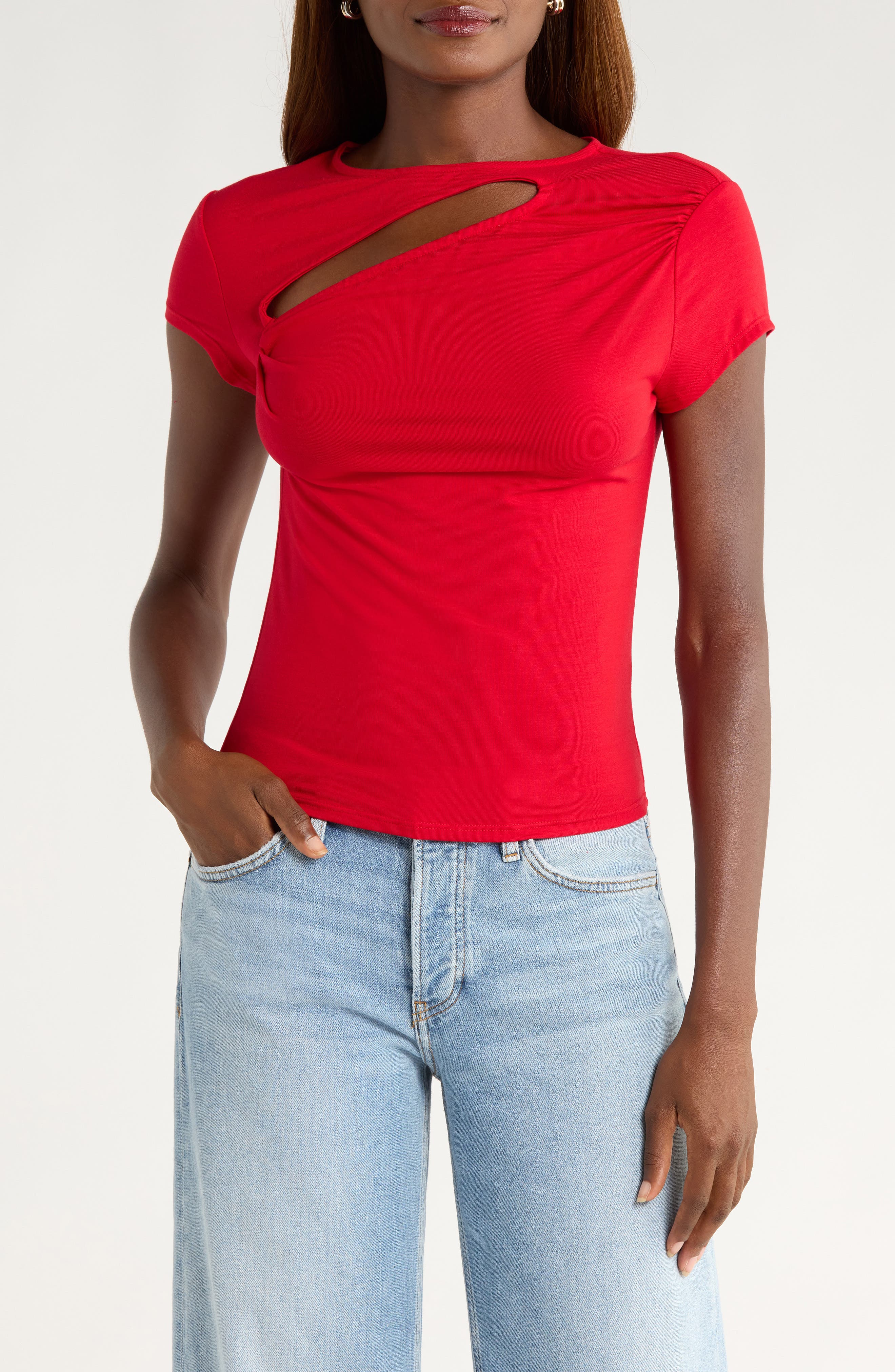 Reformation Else Cutout Cap Sleeve Top