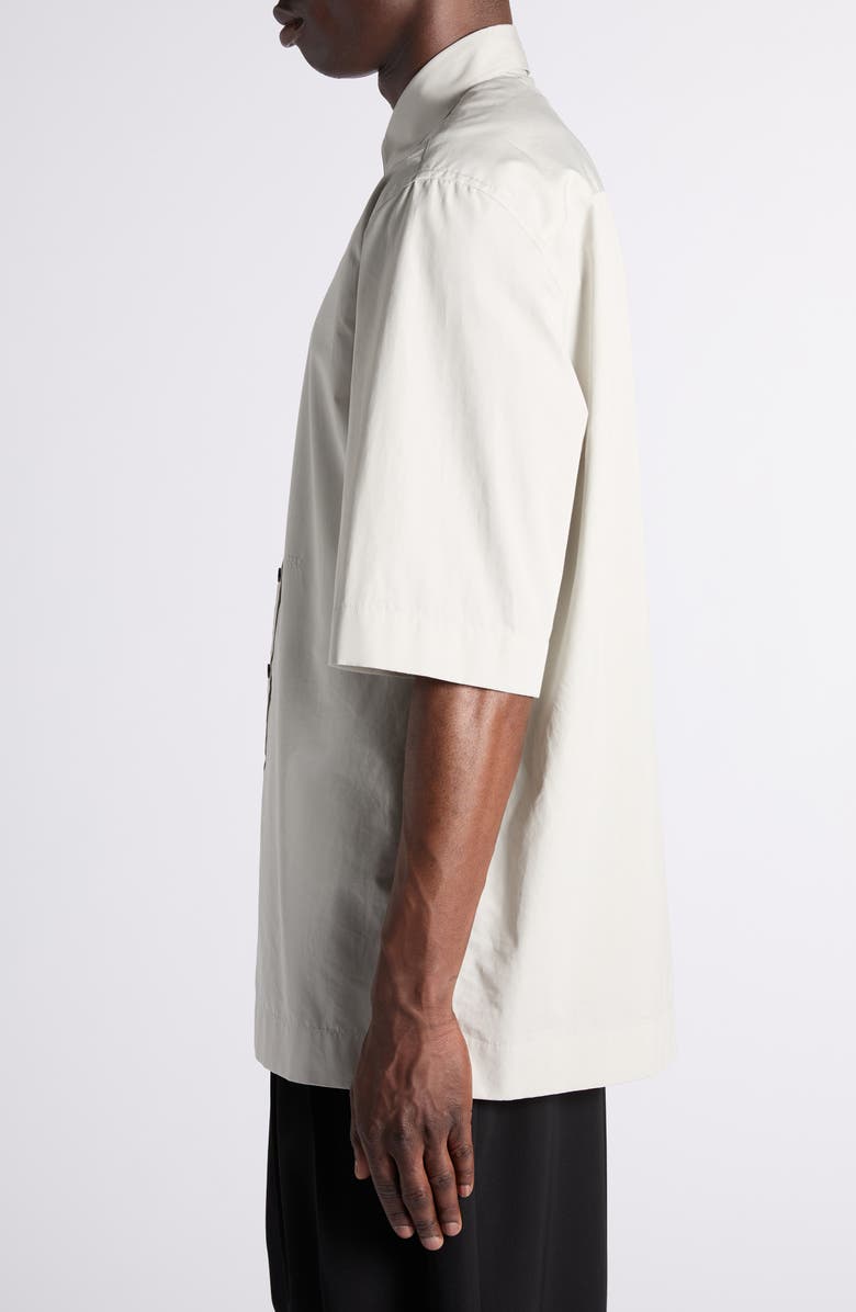 Bottega Veneta Relaxed Fit Short Sleeve Cotton Poplin Button-Down Shirt, Alternate, color, 1427 Pearl Grey