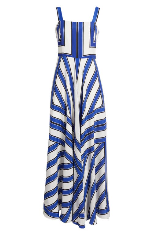 Eliza J Stripe Scarf Sleeveless Maxi Dress In Ivory/blue