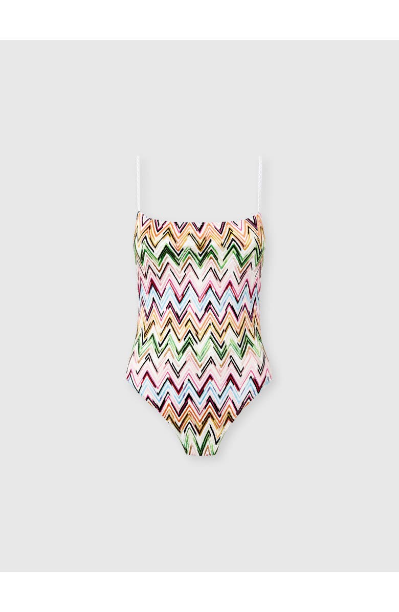 Missoni One-piece Swimsuit In Stretch Viscose With Lace And Zigzag Pattern, Main, color, Multicoloured