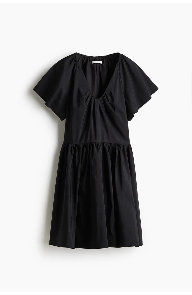 H&M Butterfly-sleeved Dress, Main, color, Black