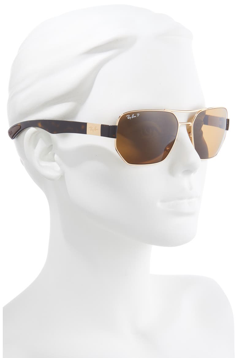 60mm Polarized Aviator Sunglasses, Alternate, color, ARISTA / DARK BROWN POLARIZED
