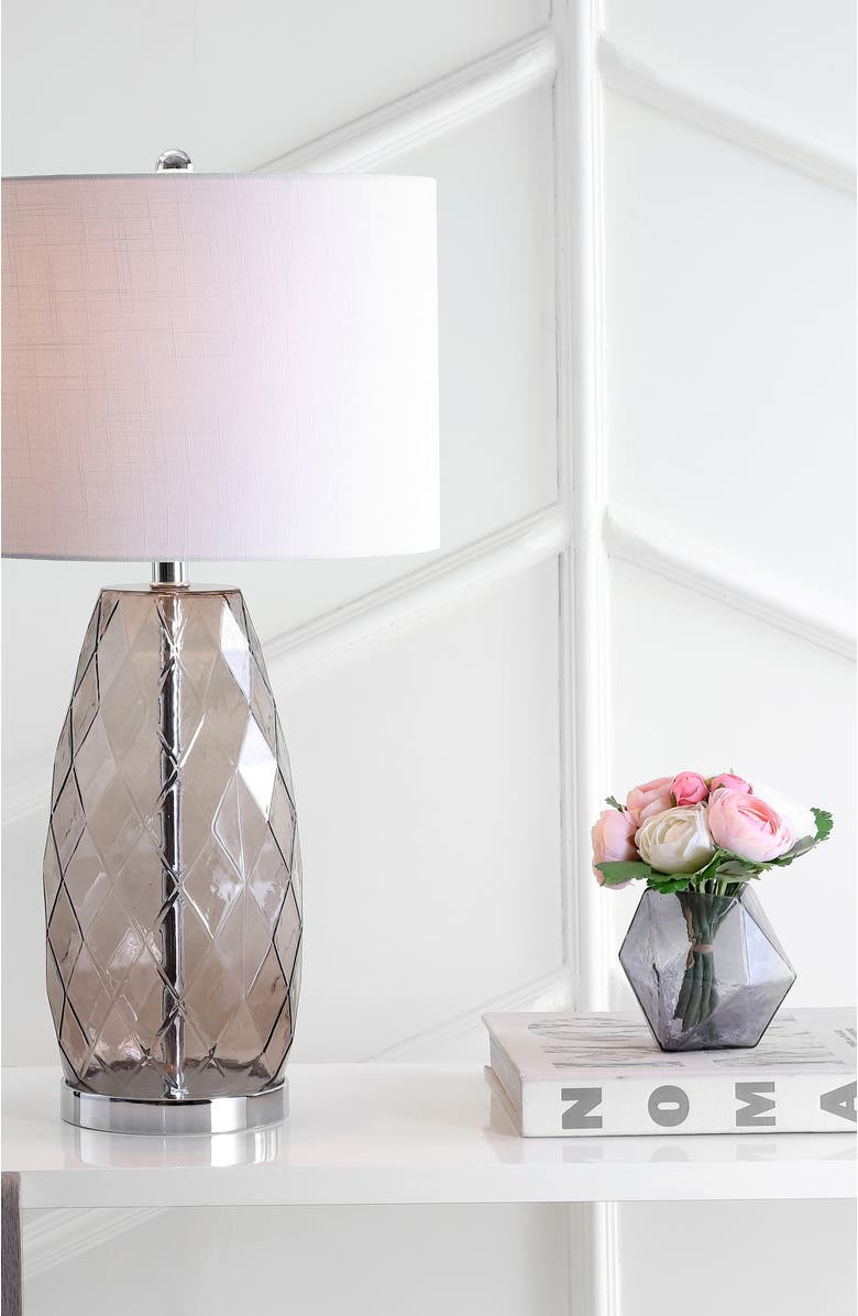 JONATHAN Y Juliette 26.5" Glass/Metal LED Table Lamp, Alternate, color, Smoked Gray