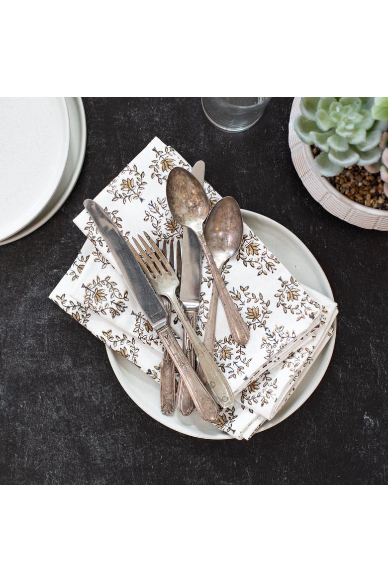 Lotus Napkins - Set of 4, Alternate, color, Black & Chai