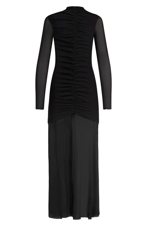 Favorite Daughter The Love Language Long Sleeve Mesh Maxi Dress In Black