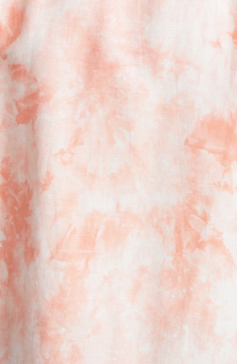 Tommy Bahama Poolside Tie Dye Short Sleeve Big & Tall Linen Blend Button-Up Shirt, Alternate, color, Light Parisian