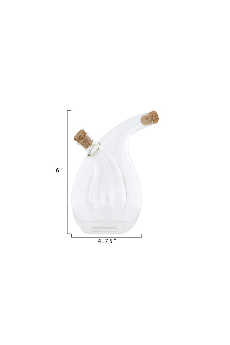 Clear Handblown Glass Two in One Oil & Vinegar Cruet with Cork Stoppers, Alternate, color, Clear