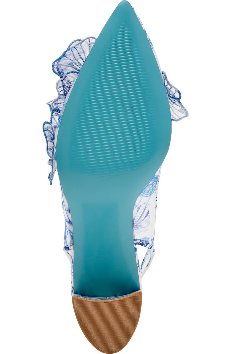 Betsey Johnson Petra Slingback Pointed Toe Pump, Alternate, color, White/ Blue Floral