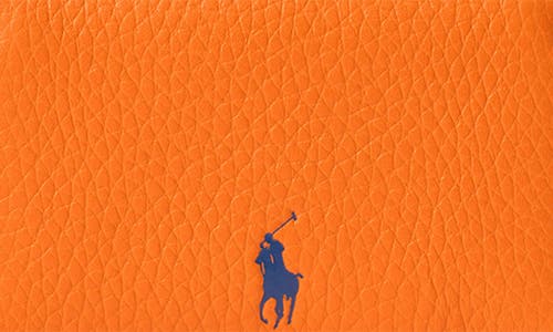 Polo Ralph Lauren Shiny Drum Pebble Leather Card Case In Burgundy