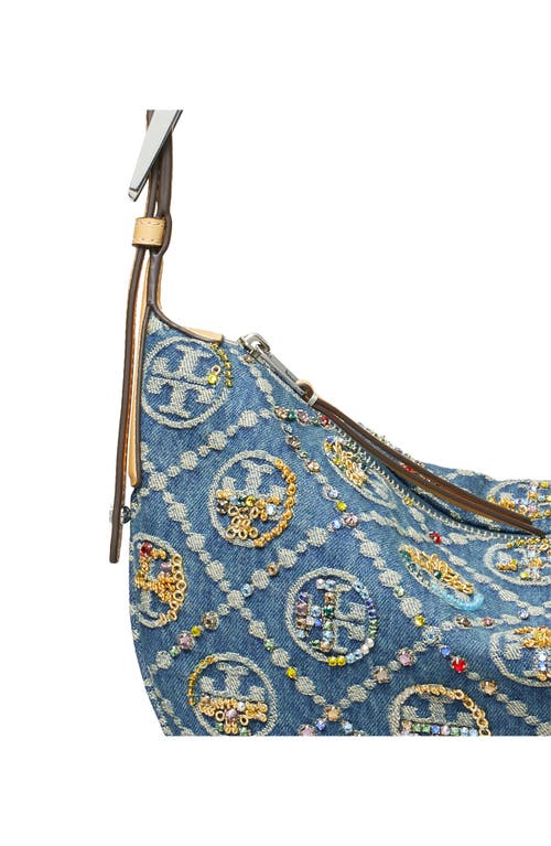 Tory Burch T Monogram Embellished Denim Shoulder Bag