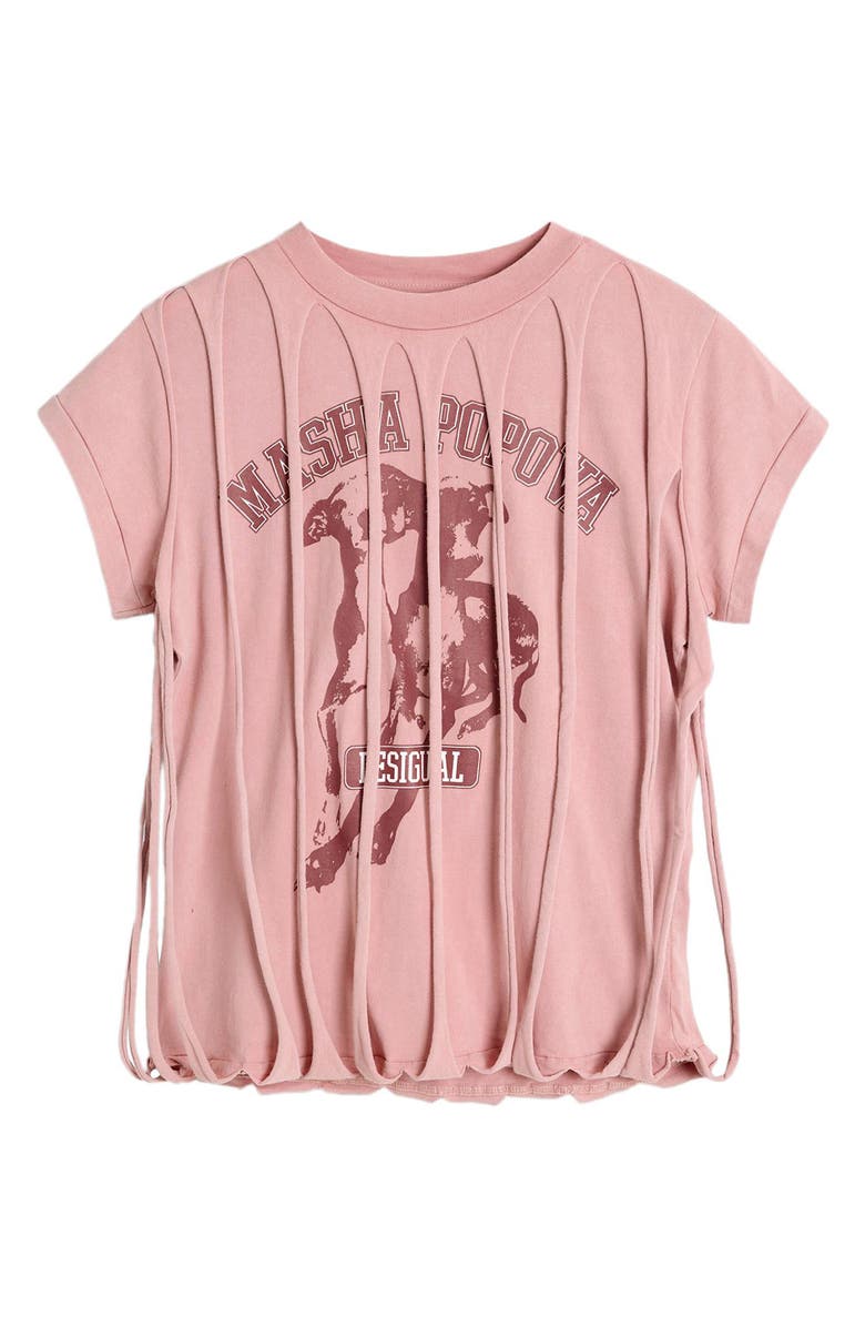 Desigual Slit Overlay T-Shirt, Alternate, color, Light Pink