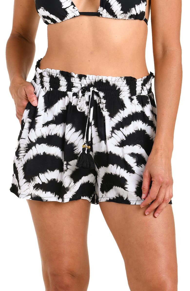 La Blanca Woven Shadows Cover-Up Shorts, Main, color, Black