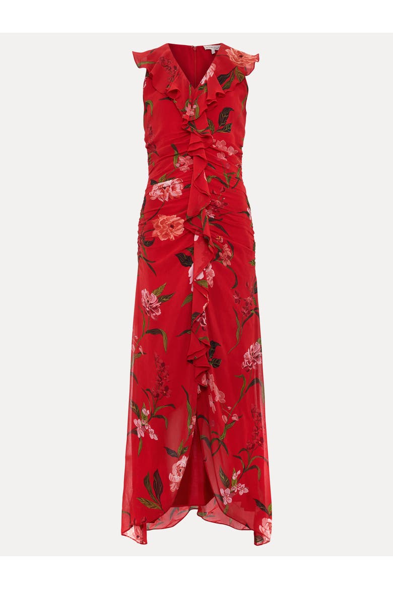 Mae V-Neck Floral Maxi Dress, Alternate, color, Red
