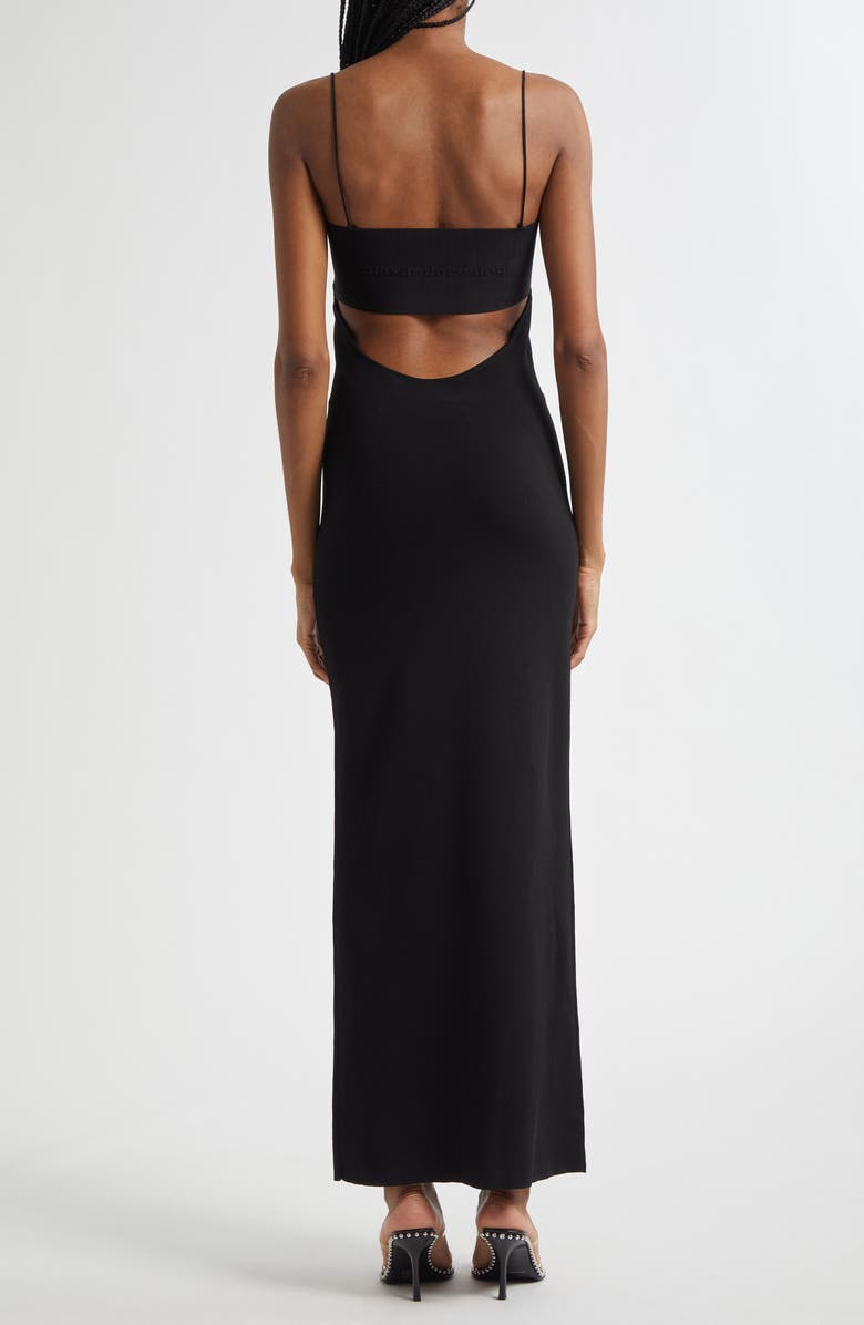 Alexander Wang Logo Jacquard Maxi Slipdress, Alternate, color, Black