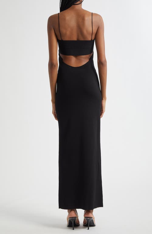 Alexander Wang Logo Jacquard Maxi Slipdress In Black