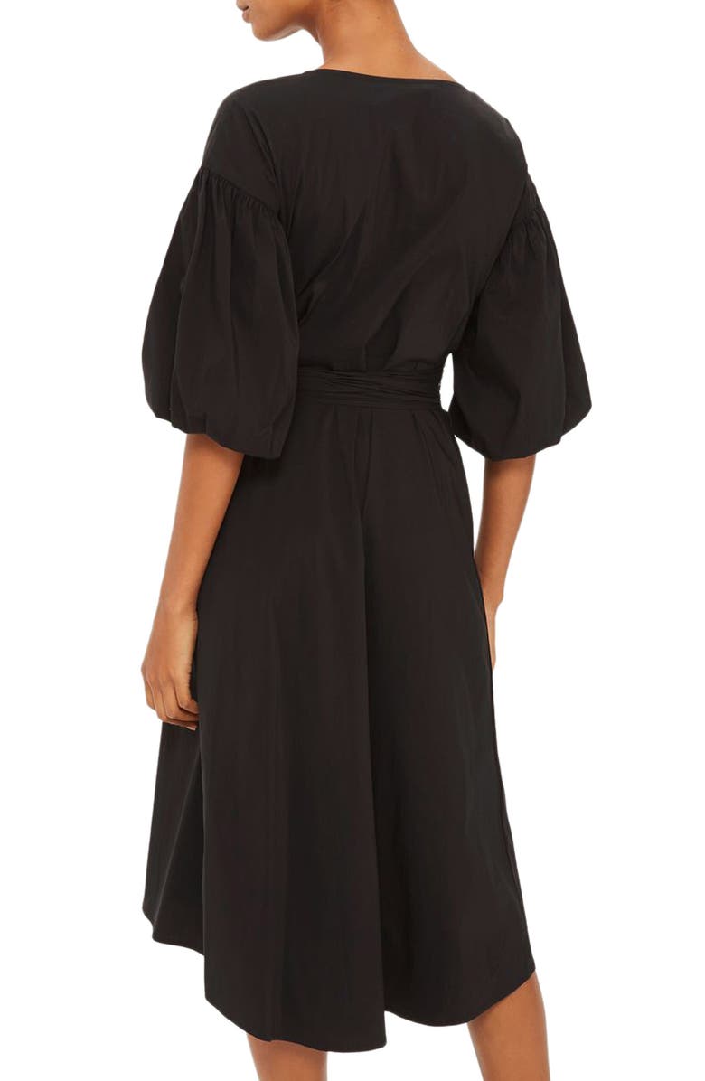 Topshop Balloon Sleeve Wrap Dress, Alternate, color, 