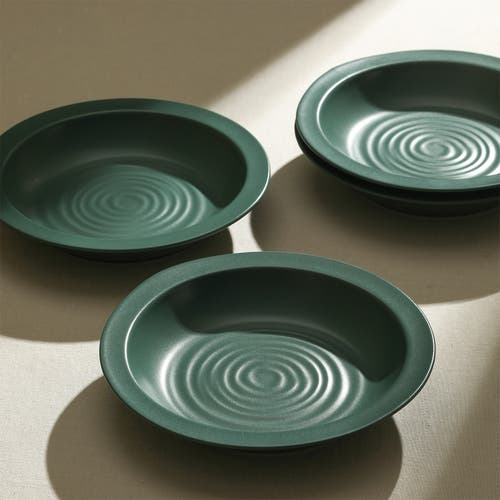 Stone Lain Orbit Stoneware 4-piece Pasta Bowl Set In Green
