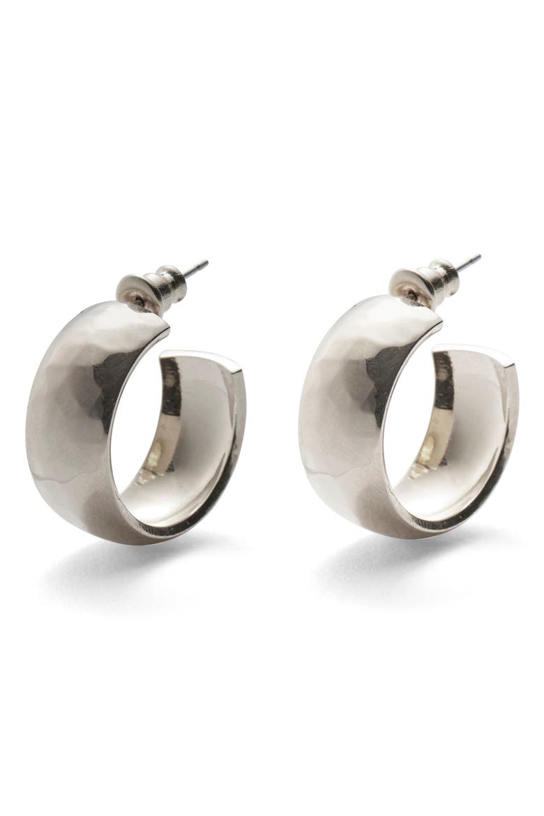 Hammered Hoop Earrings, Main, color, SILVER