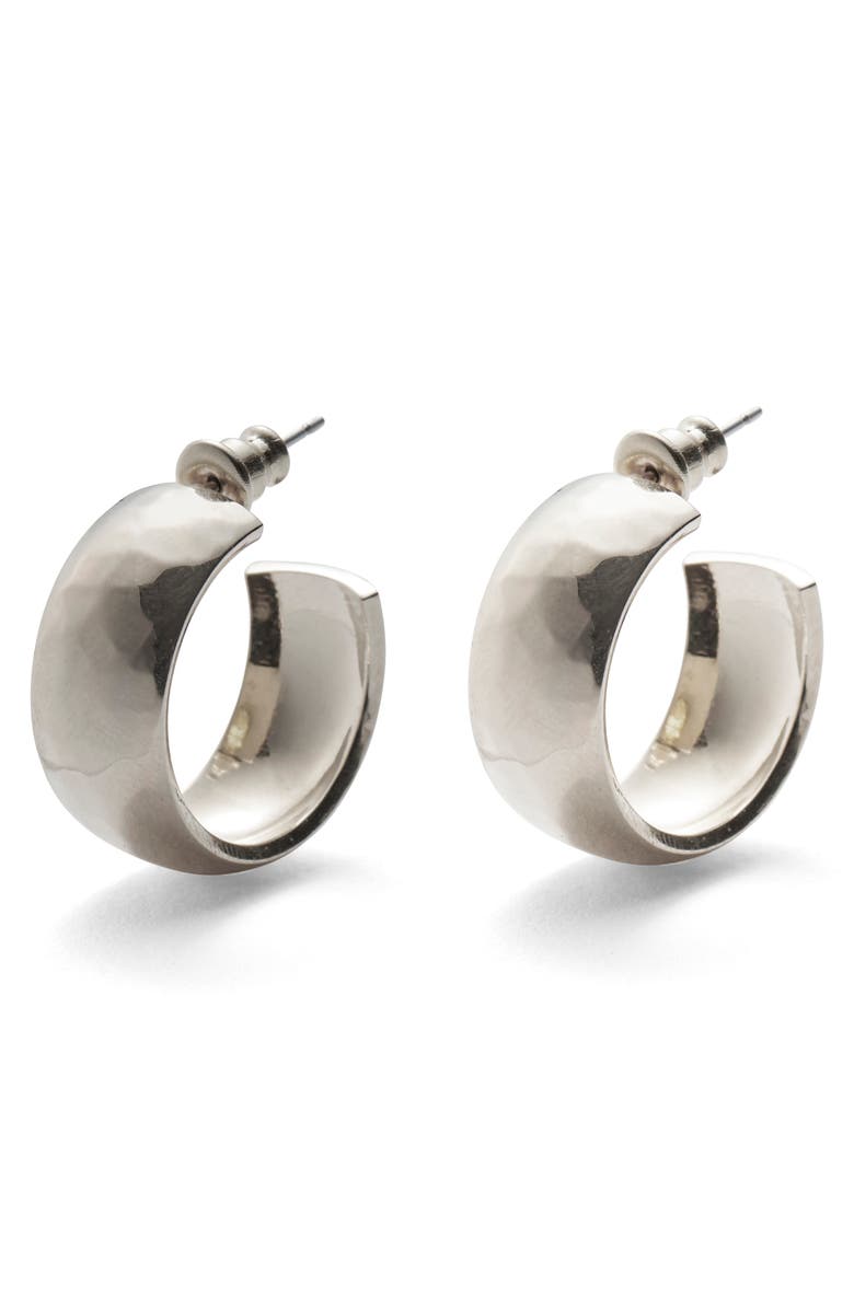 Lady Grey Hammered Hoop Earrings, Main, color, Silver