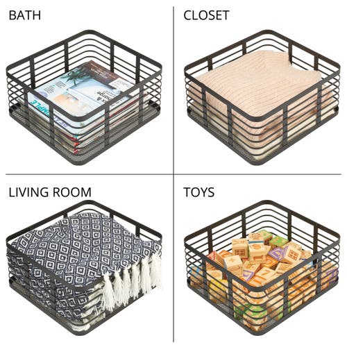 Mdesign Metal Pantry Basket With Handles In Black
