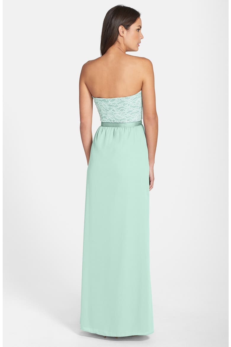 by Lauren Conrad 'Hannah' Lace Bodice Crepe Gown, Alternate, color, DUSTY AQUA