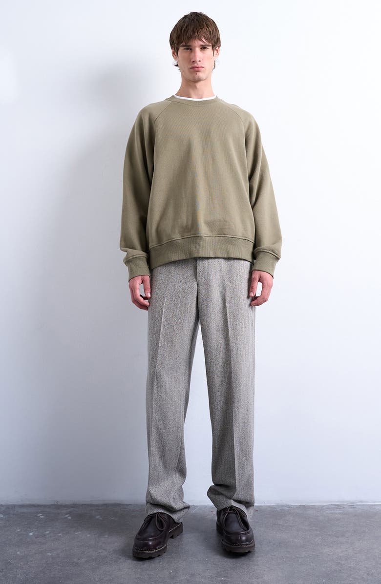 Topman Boxy Raglan Sleeve Sweatshirt, Alternate, color, Light Khaki