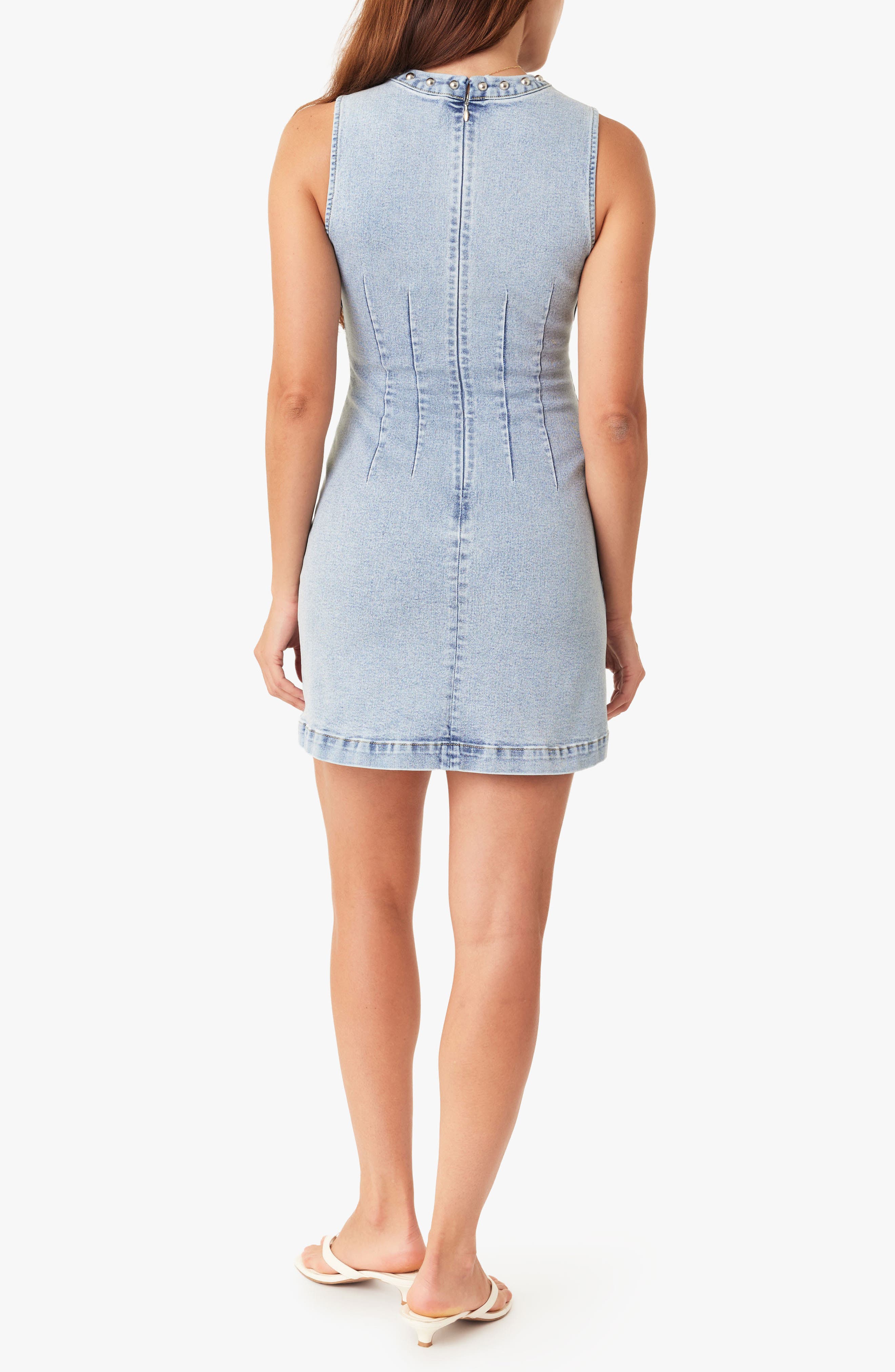 Studded Seamed Denim Minidress - image 2