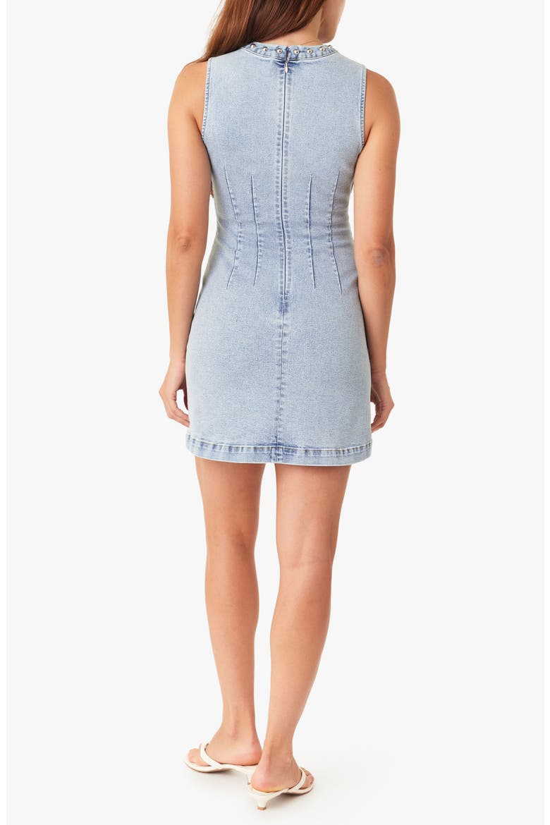 Studded Seamed Denim Minidress, Alternate, color, AIRE