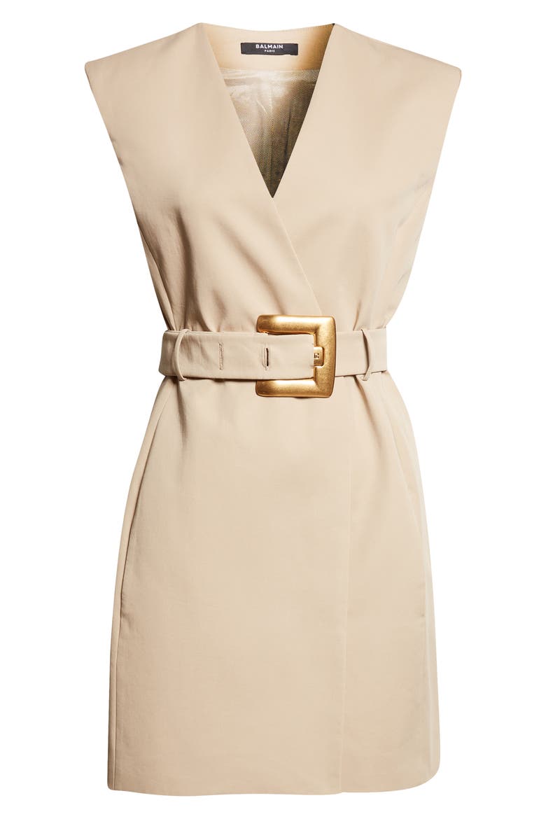 Belted Cotton Gabardine Wrap Minidress, Alternate, color, 0AN SAND