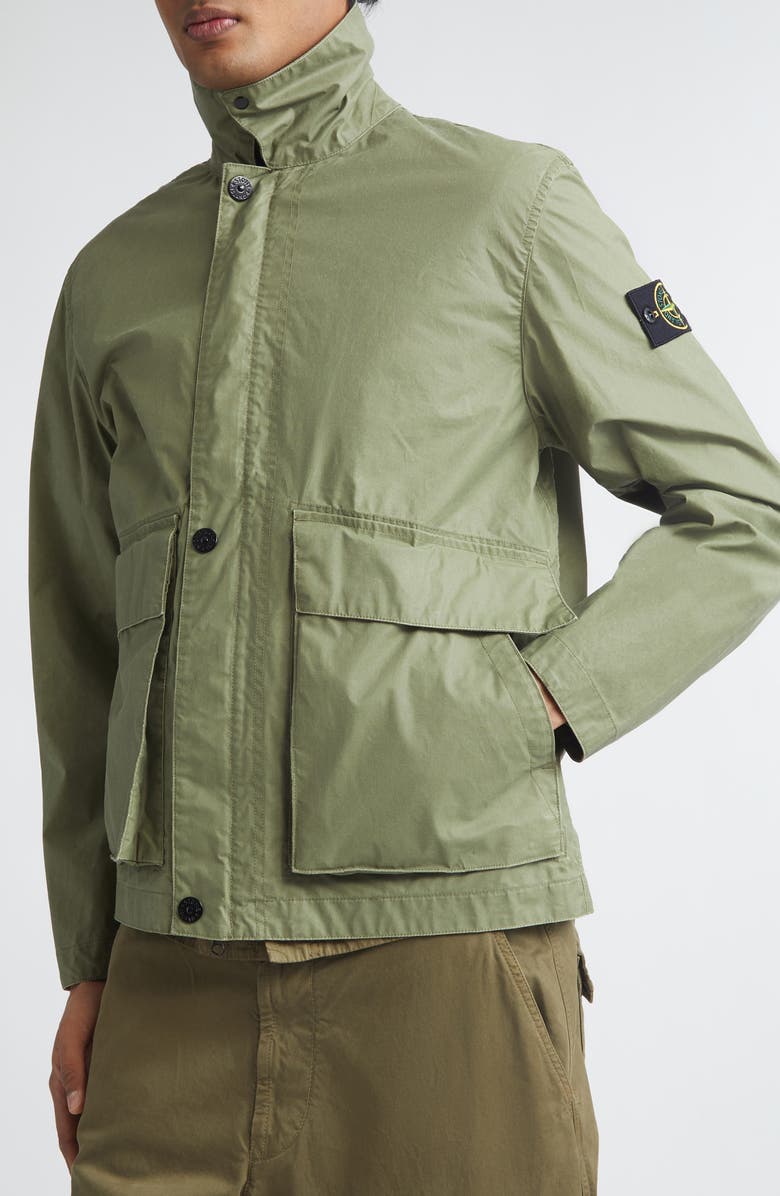 Stone Island Coated Twill Jacket, Alternate, color, Military Green