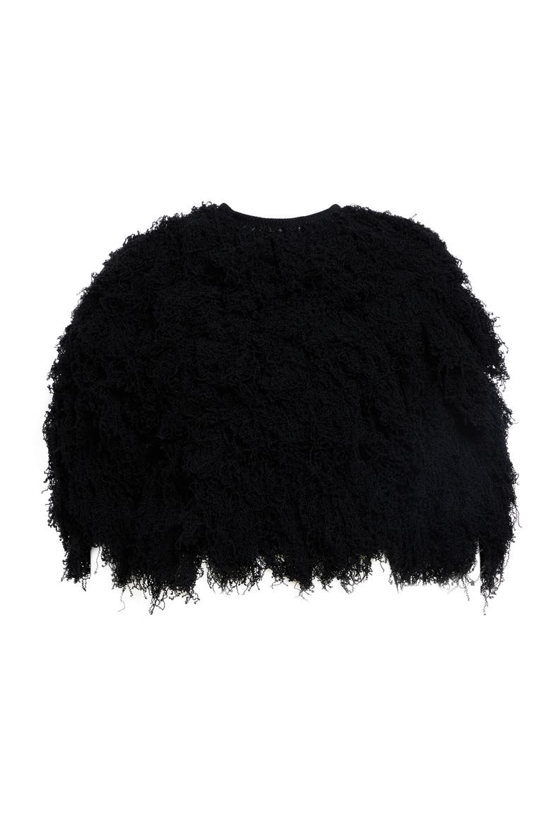 Curly Cropped Merino Wool Pullover, Main, color, BLACK