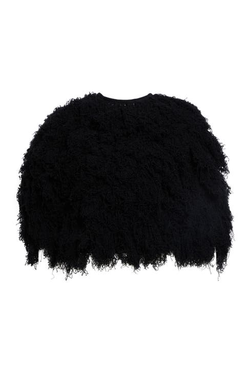Curly Cropped Merino Wool Pullover