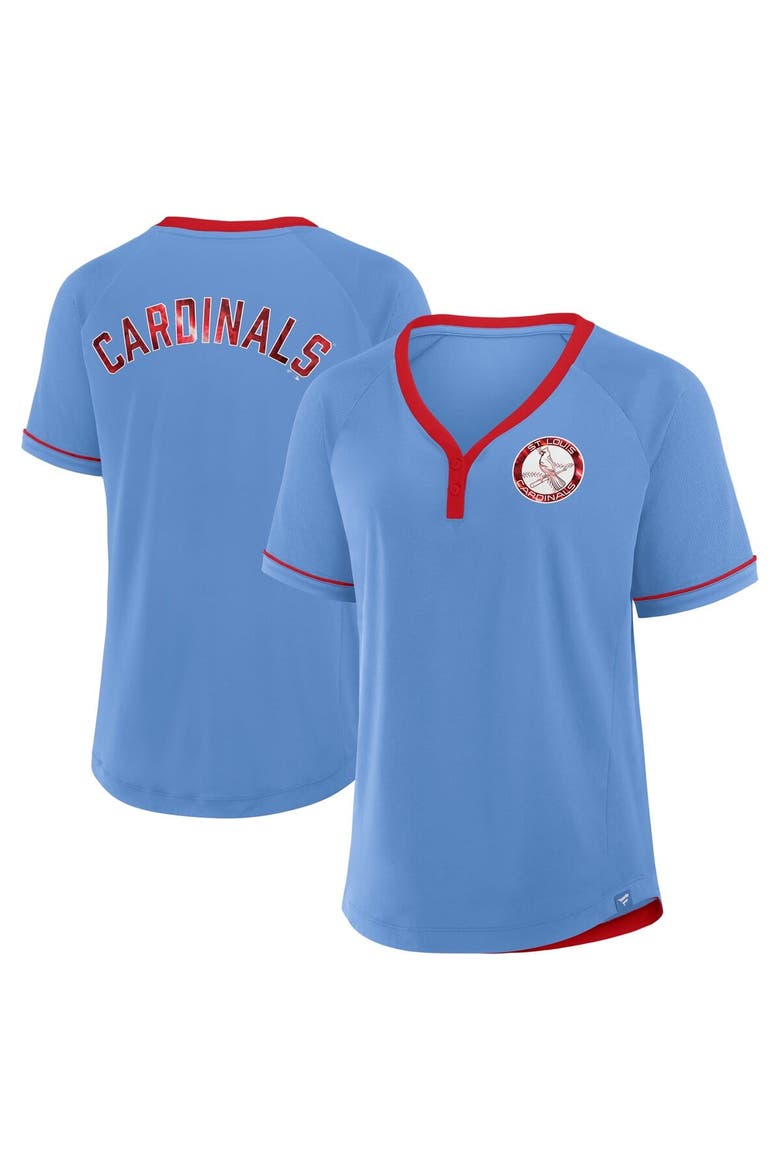Women's Fanatics  Light Blue St. Louis Cardinals Cooperstown Collection League Diva V-Neck T-Shirt, Main, color, Light Blue
