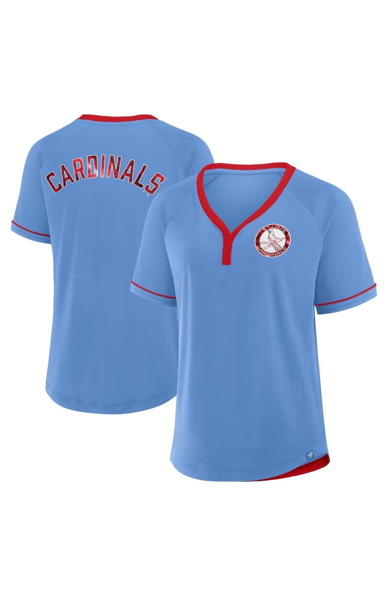 FANATICS Women's Fanatics  Light Blue St. Louis Cardinals Cooperstown Collection League Diva V-Neck T-Shirt, Main, color, Light Blue