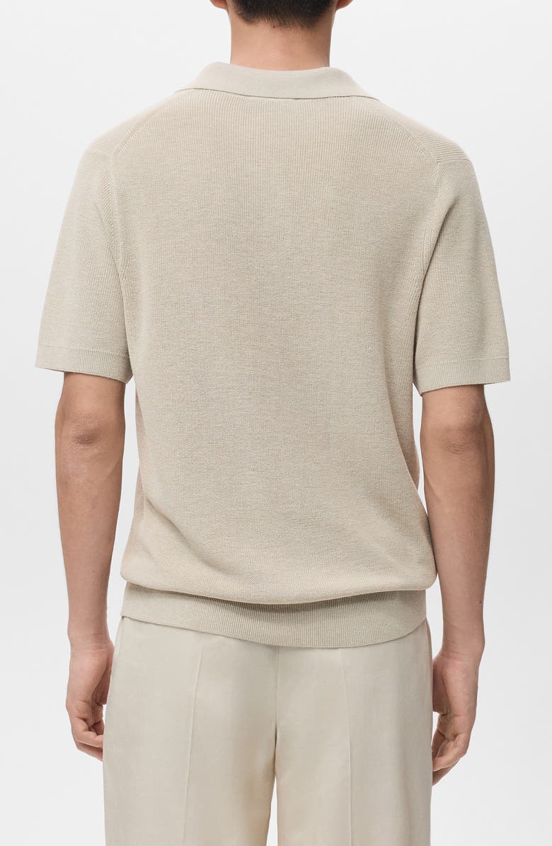 MANGO Structured Knit Polo, Alternate, color, Beige