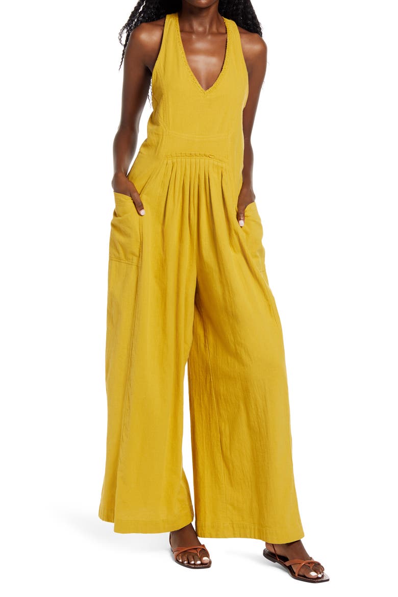 free-est Next Level Wide Leg Jumpsuit, Main, color, HONEY MALLOW
