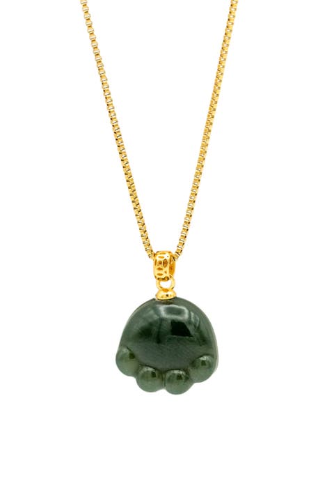 Cat Paw II Green Jade Pendant Necklace