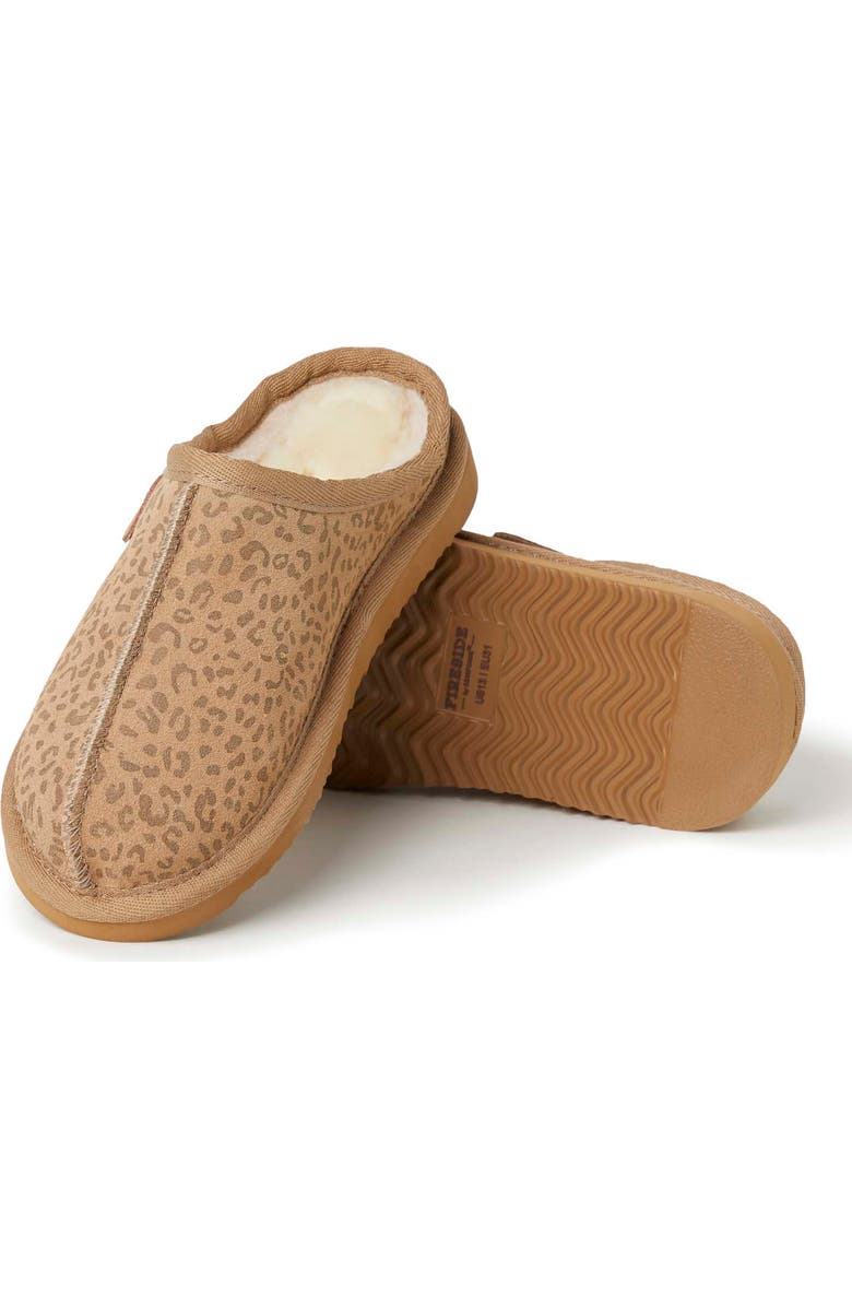 DEARFOAMS Kids' Fireside Dempsey Genuine Shearling Clog Slipper, Alternate, color, Leopard
