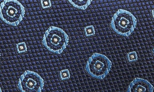 Canali Medallion Silk Tie In Blue
