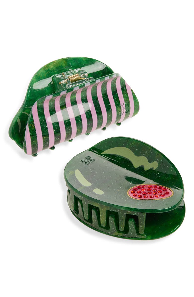 FRASIER STERLING Hors d’Oeuvre Set of 2 Claw Clips, Main, color, Green