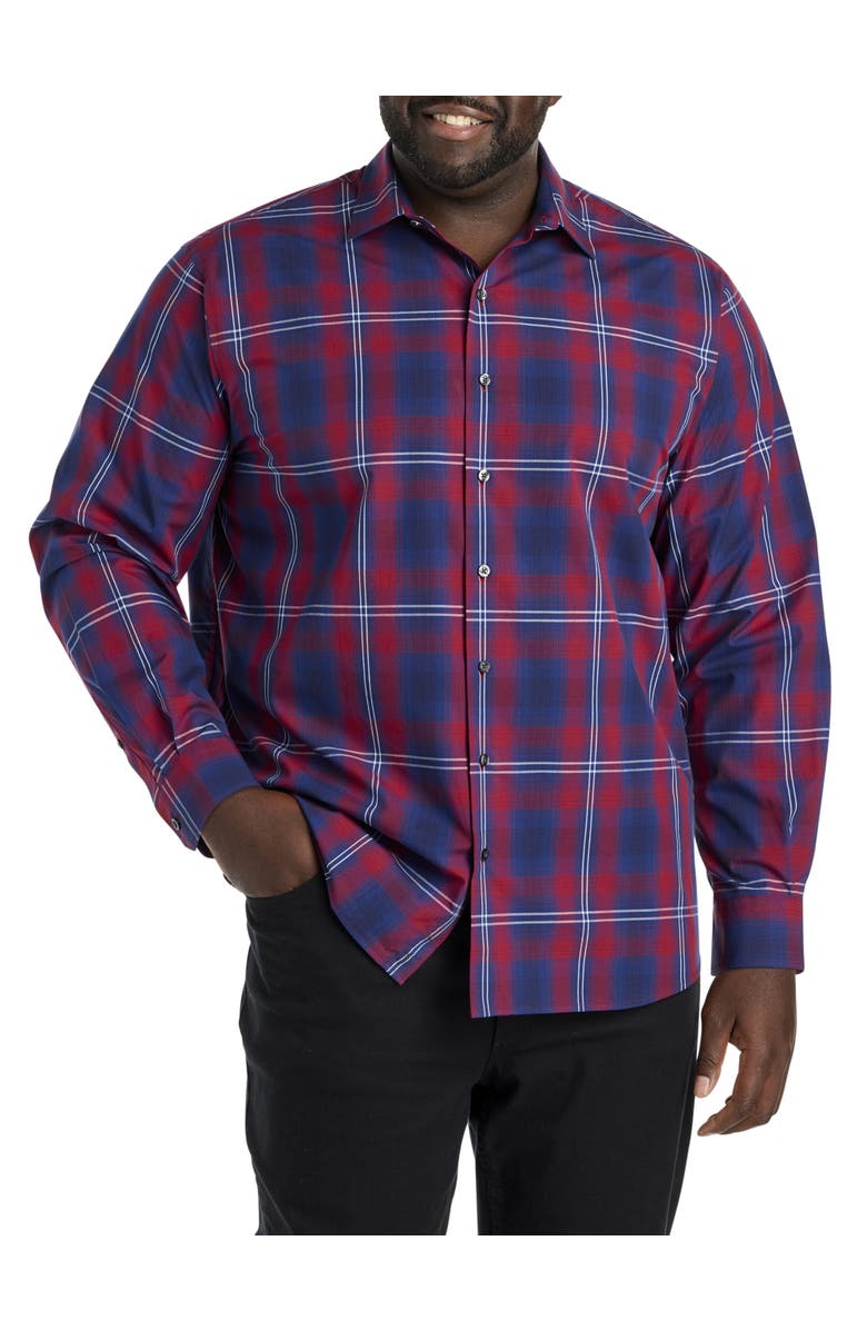 Synrgy by DXL Big & Tall Large Plaid Sport Shirt, Alternate, color, Red Blue