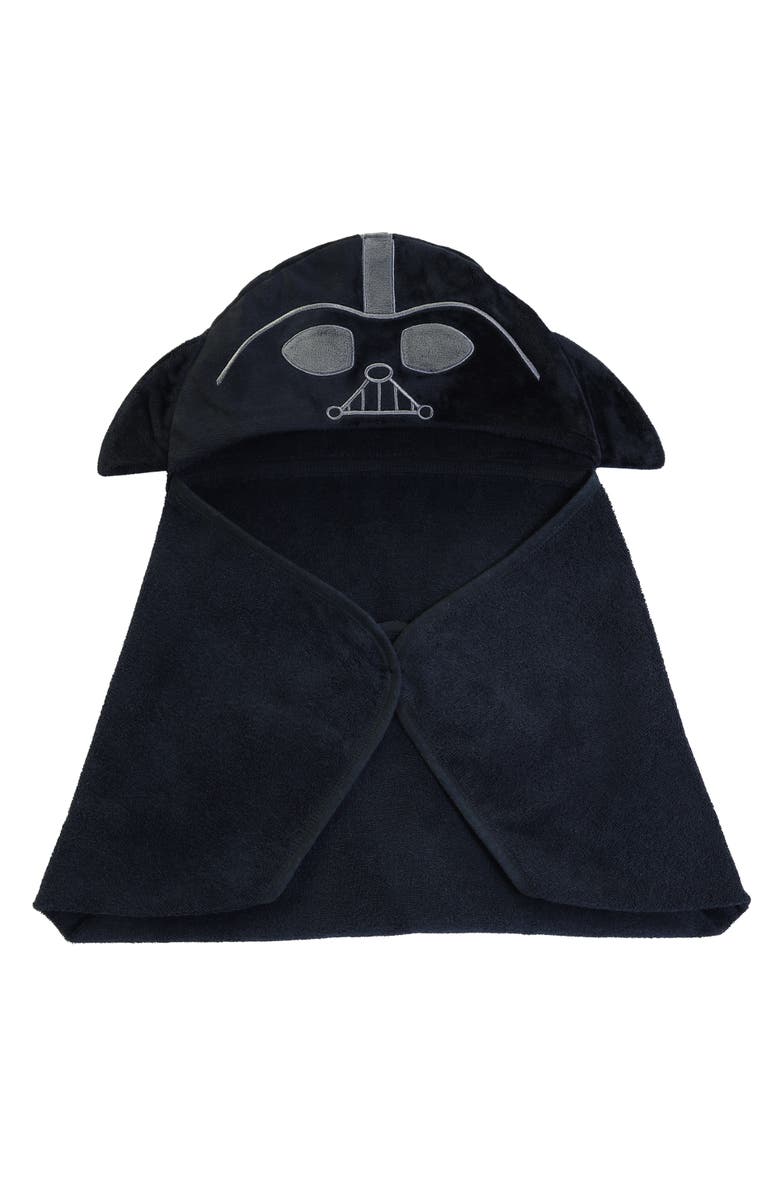 Lambs & Ivy Star Wars Darth Vader Black Luxury Cotton Hooded Baby Bath Towel, Alternate, color, Black
