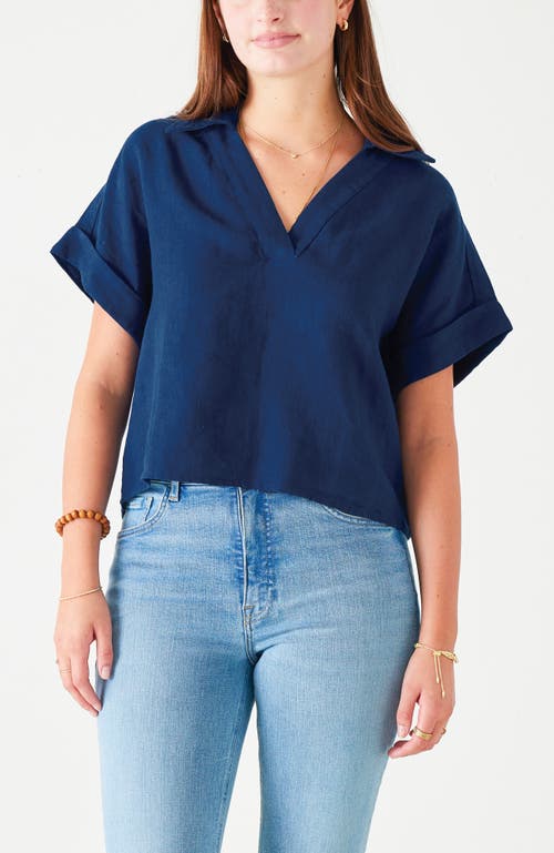 Voyageur By Mersea Hadley Boxy Linen Top In Blue
