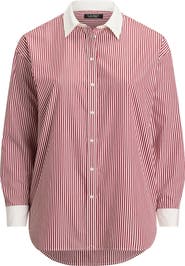 Lauren Ralph Lauren Stripe Cotton Broadcloth Button-Up Shirt