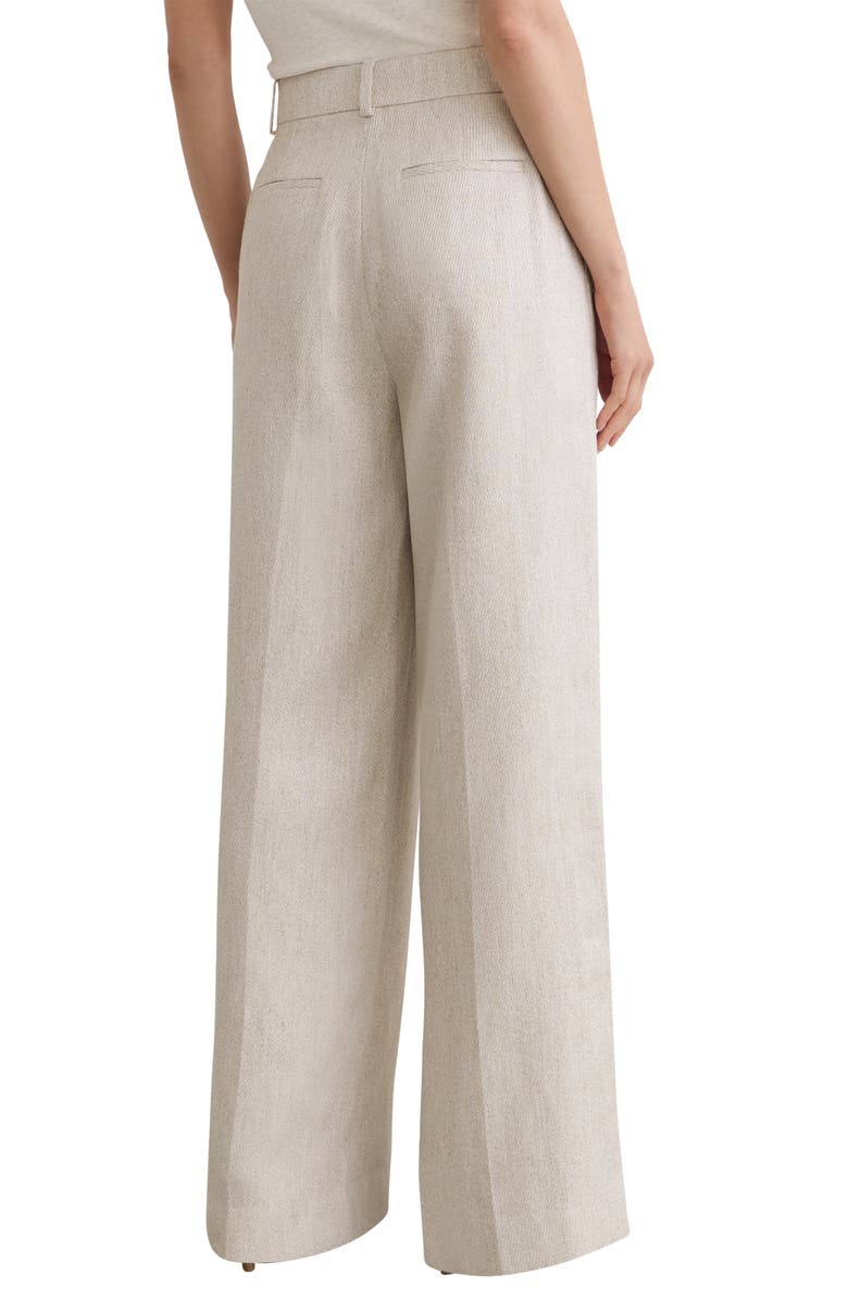 Reiss Nolah Wide Leg Linen Blend Pants, Alternate, color, Neutral