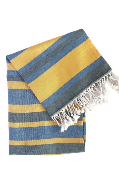 Samara Striped Blue & Yellow Turkish Towel